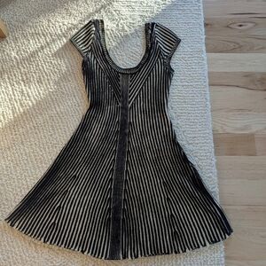 Fit And Flare Black and White Striped Dress. Like New, Never Worn.